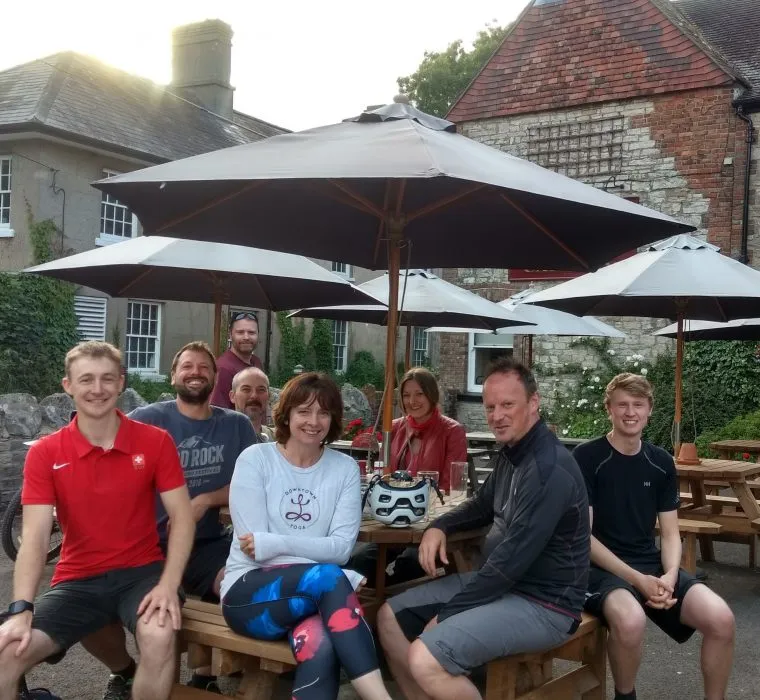 Loop Technology Team at outdoor pub garden after a cycle