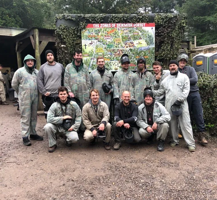 Loop Technology Team at Skirmish Dorset Paintball all dressed in overalls